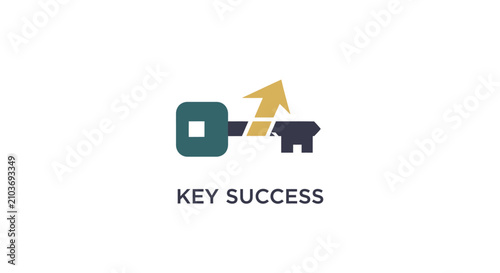 A graphic illustration showing a key with an upward arrow for business growth