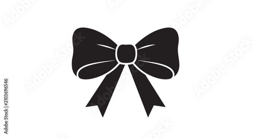 Simple black silhouette icon of a decorative gift ribbon bow.
