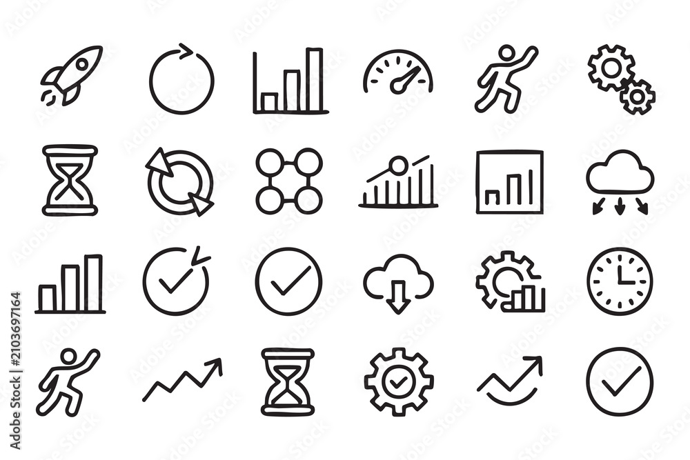 Fototapeta premium Process Improvement, Automation and Efficiency Vector Icons