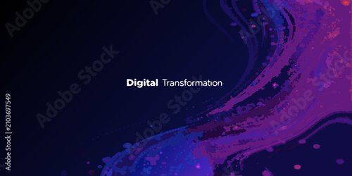 digital transformation abstract vector background with vibrant colors purple blue wave pattern flow dynamic modern innovation technology change evolution progress