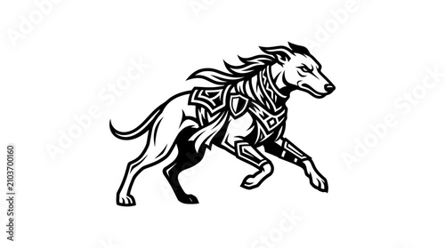 Cuadro en lienzo Armored running greyhound fantasy illustration.