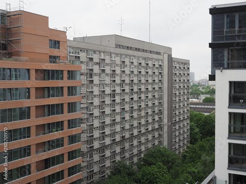 Canvas Print Brutalist block of flats in Warsaw