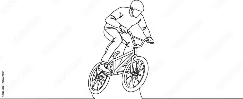 Fototapeta premium BMX rider performing a stunt, showcasing skill and athleticism on a bicycle.