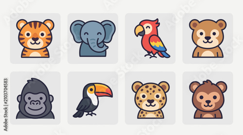 Photography Jungle animals icons collection