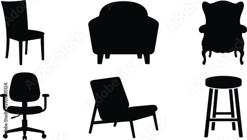 Cuadro en lienzo Furniture and seating vector icons set featuring dining chair comfortable armcha