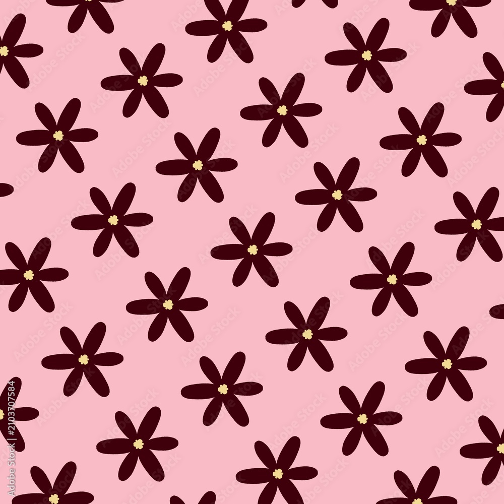 Fototapeta premium Seamless Red Floral Pattern on Pink Background for Wallpaper, Gift Wrap and Greeting Cards