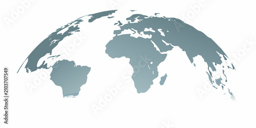 globe silhouette in clean minimalist flat design on white background earth planet world map geography continents oceans global universal cosmic