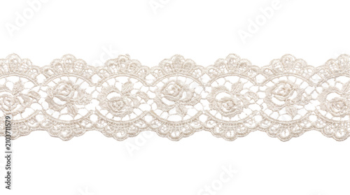 Delicate Ivory Lace Trim with Intricate Floral Pattern.