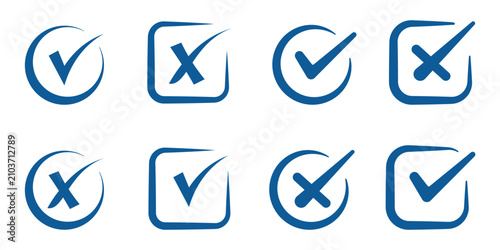 Vászonkép Checkmark cross icon Checkmark icon set