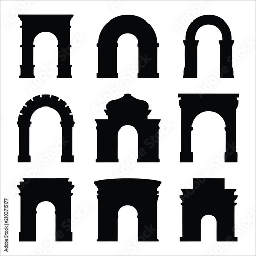 Photos Silhouette of historic arches at sunset