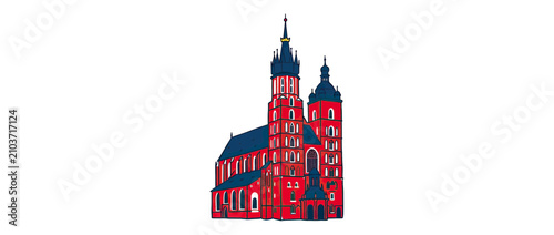 Colorful Gothic Church Facade with Tall Spires