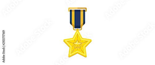 Принти на полотні Golden Star Medal with Blue and Yellow Ribbon