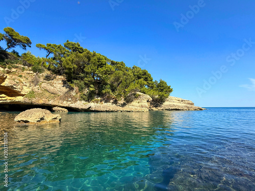 Scenic rocky coastline of Adriatic sea in Montenegro 
