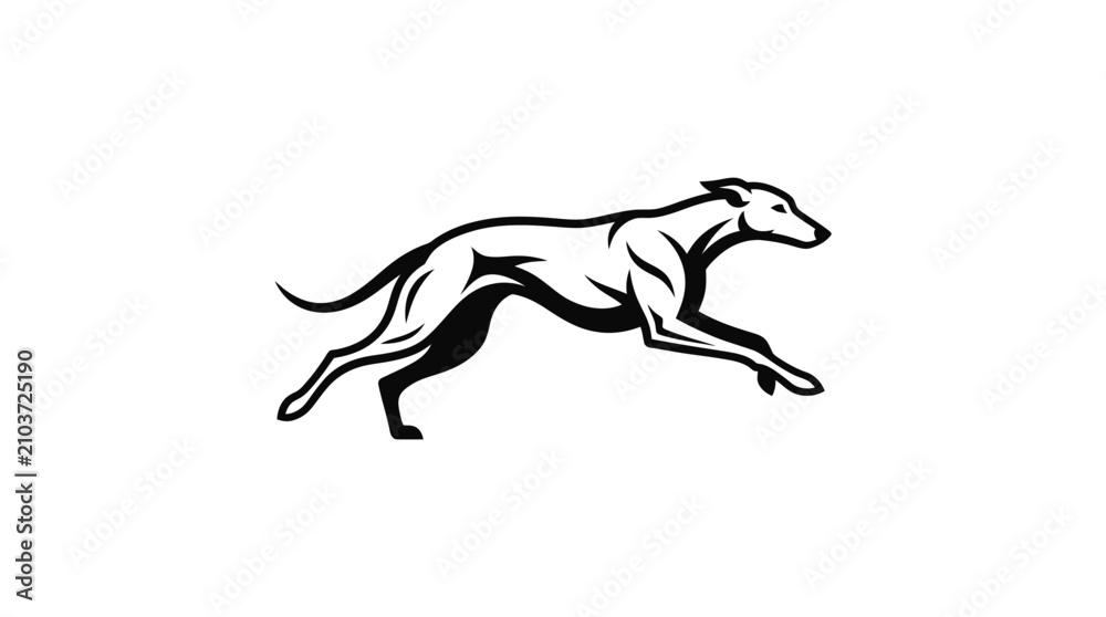 Fototapeta premium High contrast running greyhound profile logo.