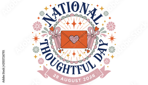 Foto Round decorative emblem design for national thoughtful day in august