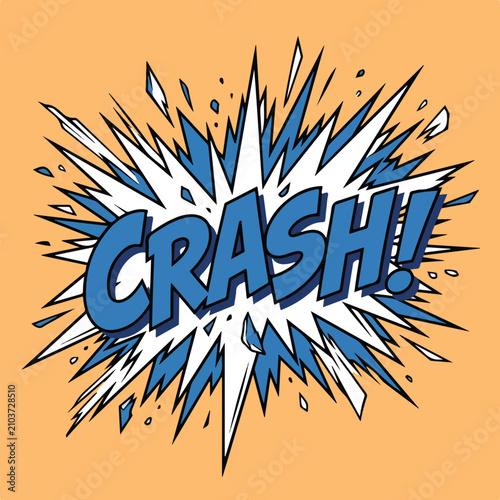 Comic book style explosion speech bubble with the word Crash.