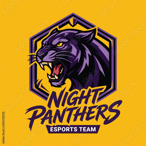 Aggressive Night Panther Esports Team Mascot Logo Design.