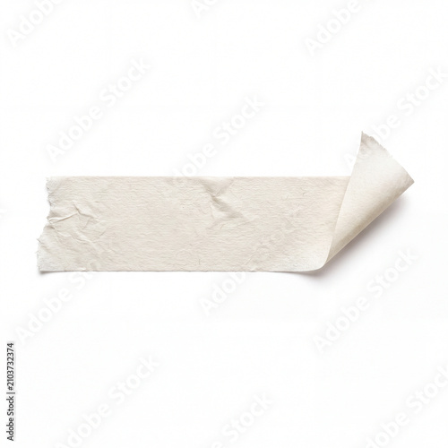 Torn paper tape strip on white background