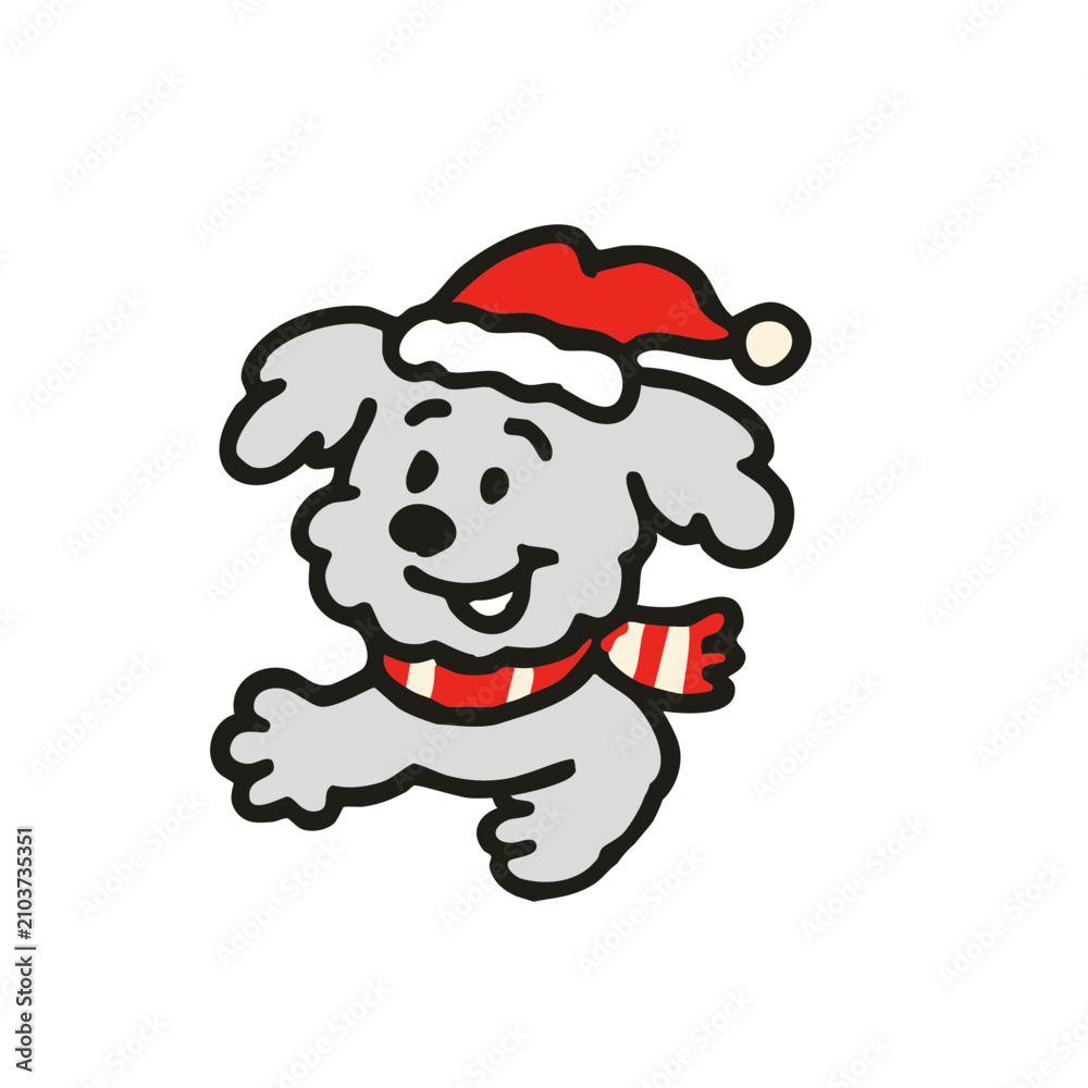 Fototapeta premium Cute Hand Drawn Christmas Doodle Icon dog