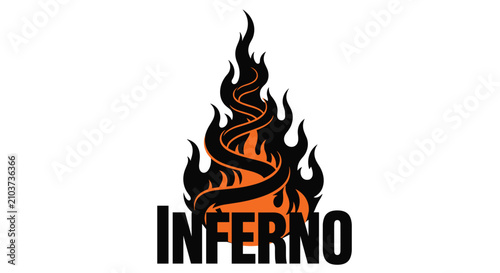 Canvas Print Fiery Inferno Flame Illustration with Intense Heat Effect.