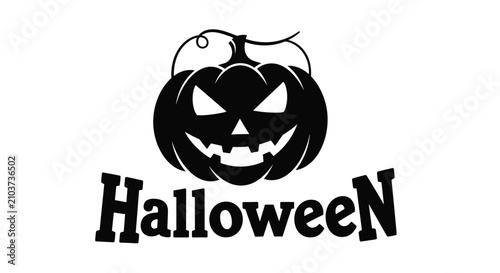 Bilde på lerret Festive Halloween Pumpkin with Carved Face and Spooky Expression.