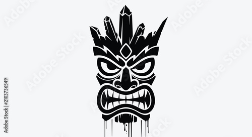 Cuadro en lienzo Traditional Tribal Mask with Fierce Expression and Intricate Design