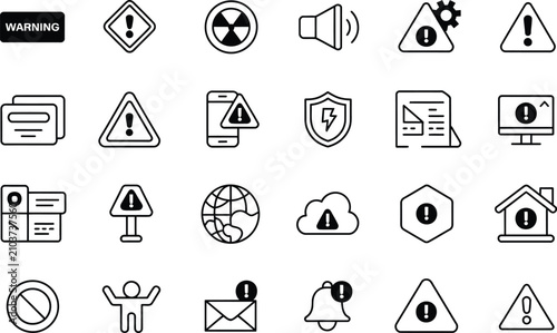 Tableau sur toile Warning signs represent safety hazards and critical system alerts for industrial risk