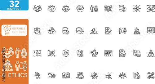 Принти на полотні Ai ethic line editable Icons set