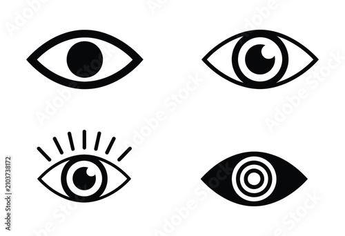 Obraz na płótnie eye icon set representing vision, awareness, perception and visibility concepts