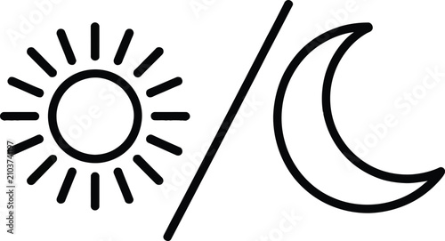 Konstfotografi Sunlight and moonlight icons represent the passage of time through day and night cycles daily