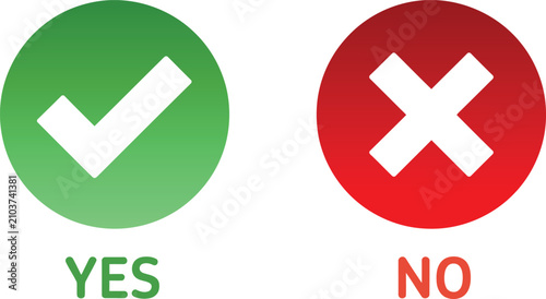 Foto Checkmark and cross icons clearly designate positive approval versus negative rejection