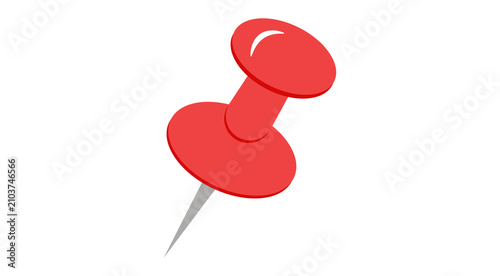 Red Push Pin Thumbtack Office Supply Isolated on Transparent Background
