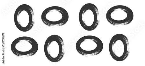 Hand-Drawn Ink Brush Circle Set (Enso) — Zen Calligraphy Rings, Grunge Abstract Elements