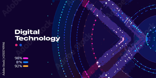 Fotografie digital technology banner with abstract intersecting lines vector illustration g