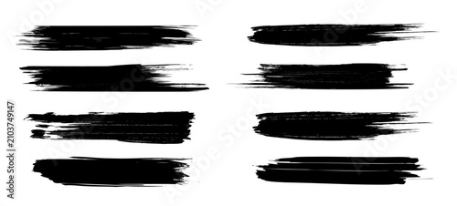 WebBrush stroke set isolated on white background.Collection of brush stroke for black ink paint, grunge backdrop, dirt banner,watercolor design and dirty texture.Creative art concept, vector eps 10