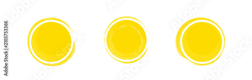 WebCircle grunge stamp set. Round vector isolated on white background. Yellow stamp vector. Collection for grunge badge, seal, ink and stamp design template. Round grunge hand drawn circle shape