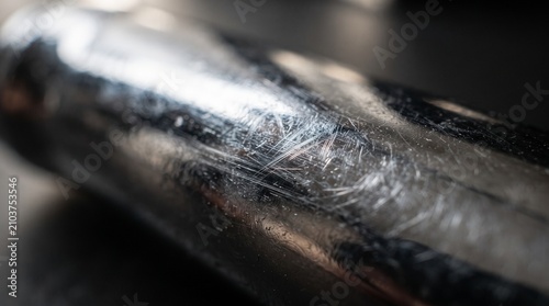 close-up of polished chrome metal showcasing microscopic scratches, mirror-like reflections, and a flawless metallic finish with realistic industrial texture detail.