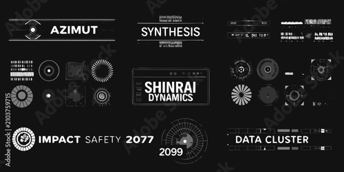 Obraz na płótnie futuristic technology logos collection in black and white vector style badges ic