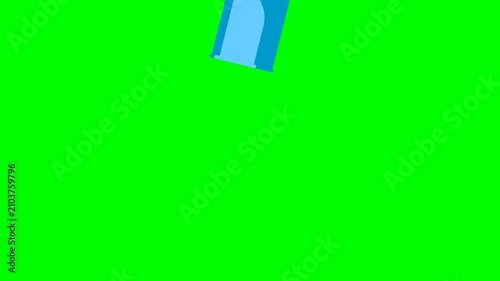 Blue stationery holder cup with pencil pen and paintbrush. Creative office workspace, school education, artist studio toolkit, graphic design supplies or artwork icon. 2d flat animation. Alpha channel