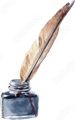 Canvastavla quill and inkwell