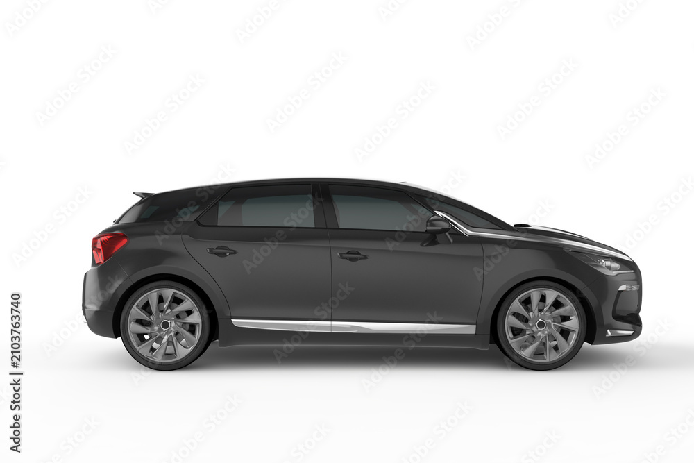 Fototapeta premium Black car on white background, 3D illustration