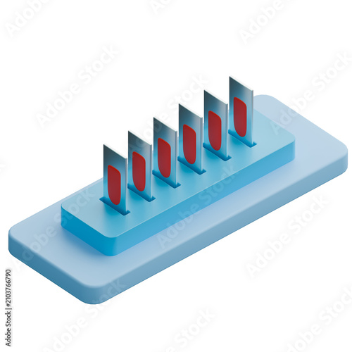 Peripheral Blood Smear Glass Slides on Rack 3D Illustration.