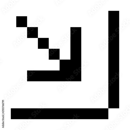 Pixel outline arrow to bottom right corner icon