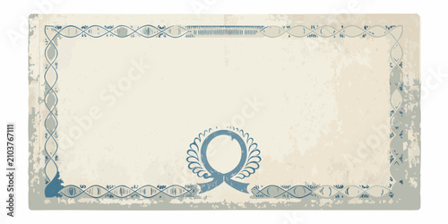 Fotografie aged textured paper certificate background with decorative blue ribbon vintage o