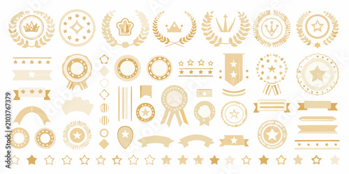 Cuadro en lienzo ranking badges collection in gold and white vector style on white background awa