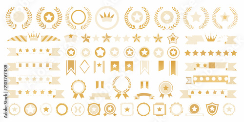 Cuadro en lienzo ranking badges collection in gold and white vector style on white background awa