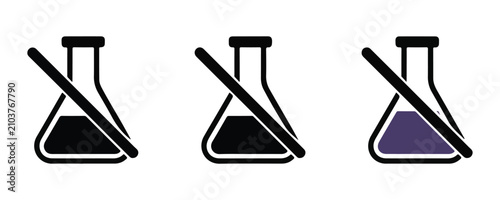Forbidden flask vector icon. no chemical symbol, no liquid, chemical ban, laboratory restriction, safety sign.