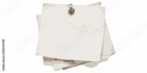 Tableau sur toile stack of papers with staple realistic vector illustration paper fastener documen