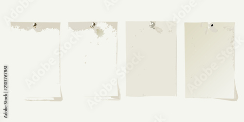 Photography four vertical textured off white paper sheets on white background off white docu