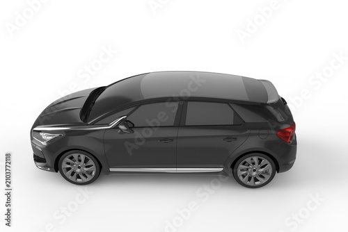 Black car on white background, 3D illustration